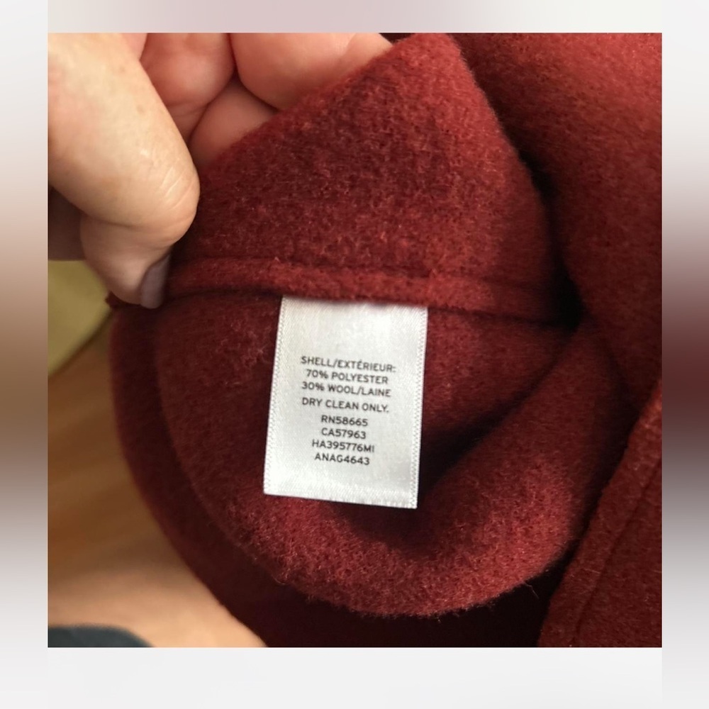 Halogen Burgundy Wool Blend Preppy Minimalist Coat Size XS - Picture 12 of 13